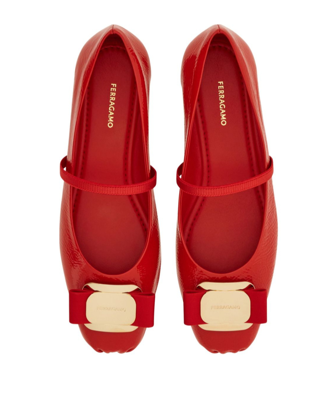 Ferragamo Vara Ballet Flats In Flame Red