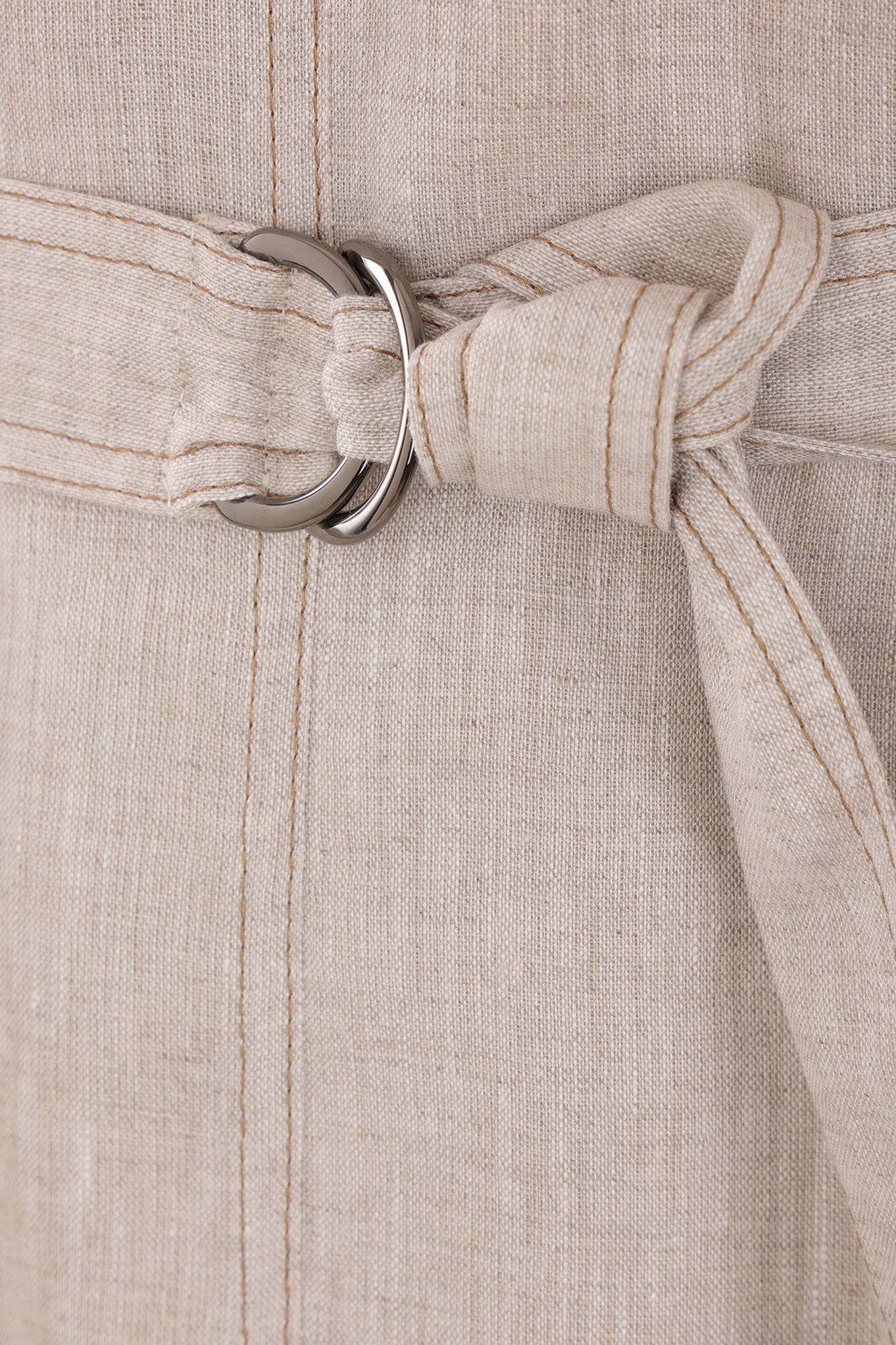 Brunello Cucinelli Linen Chemisier Short Sleeves Long Dress In Beige In Nude