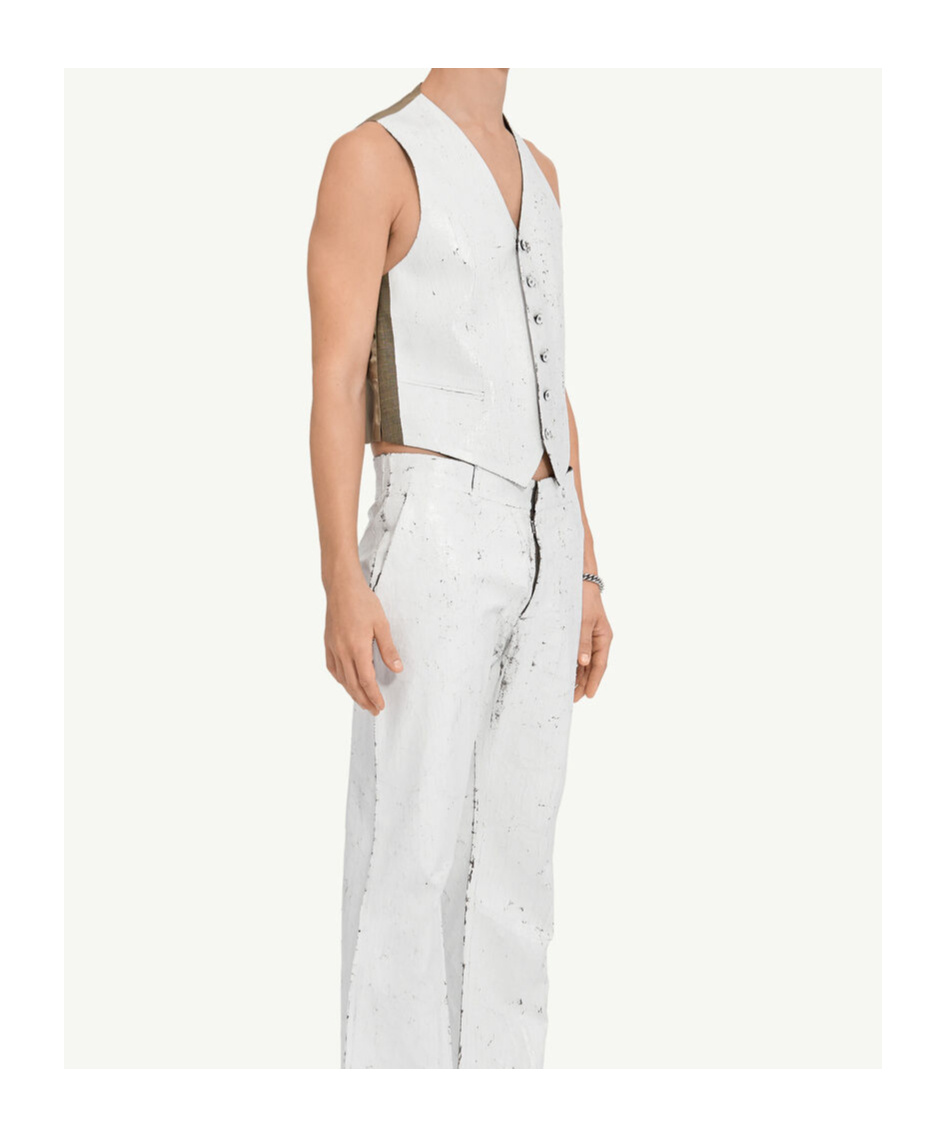Mm6 Maison Margiela Multicolor Stretch Polyester Blend Vest In White
