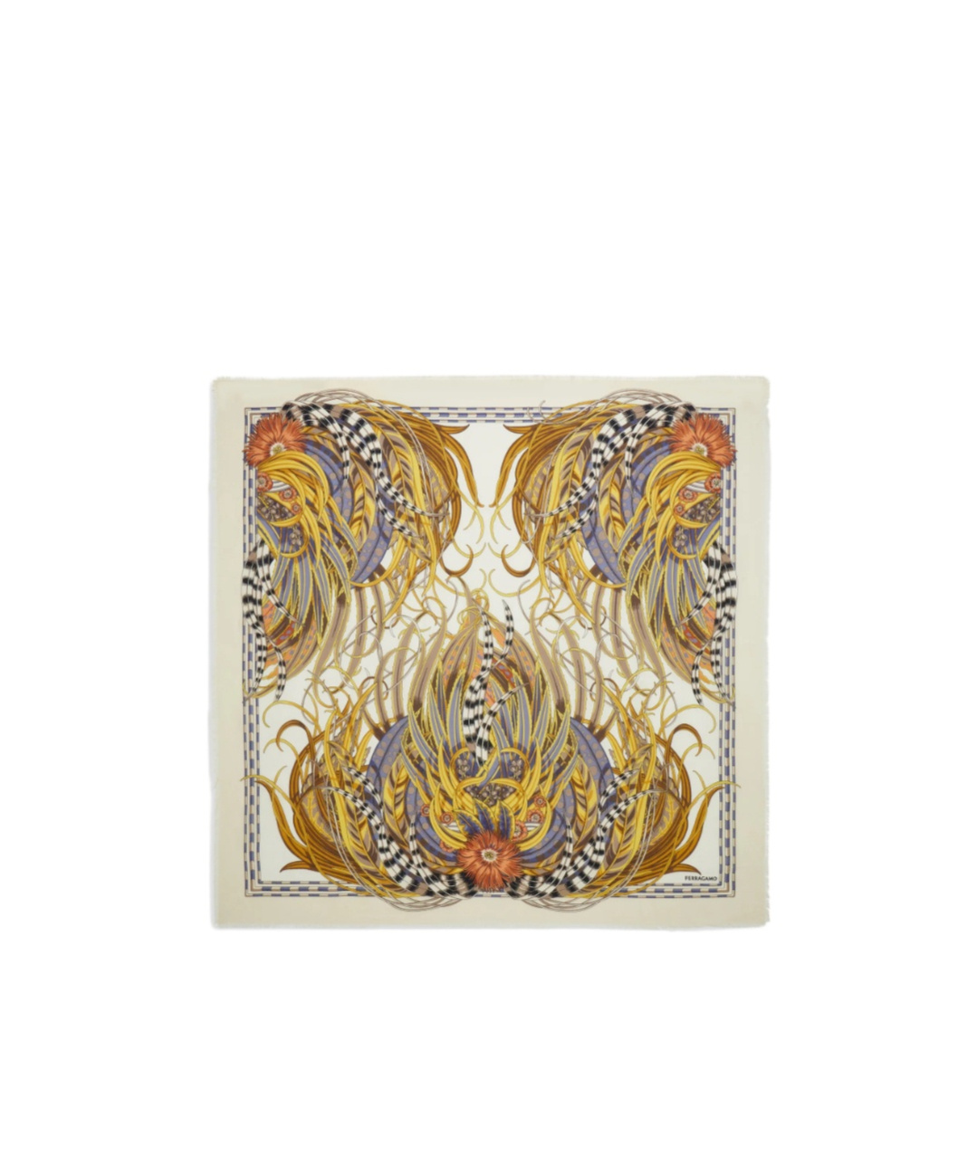Ferragamo Rooster Print Shawl In Gold