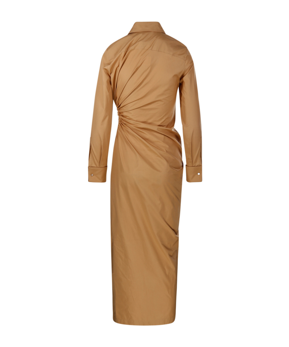 Max Mara Collared Long-sleeve Shirt Dress In Brown