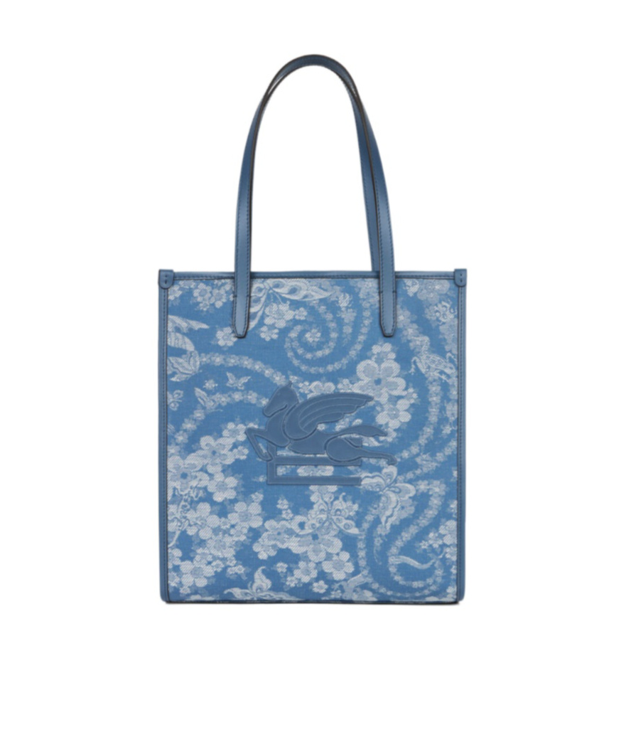 Etro Medium Denim Love Trotter Bag With Pegaso Symbol