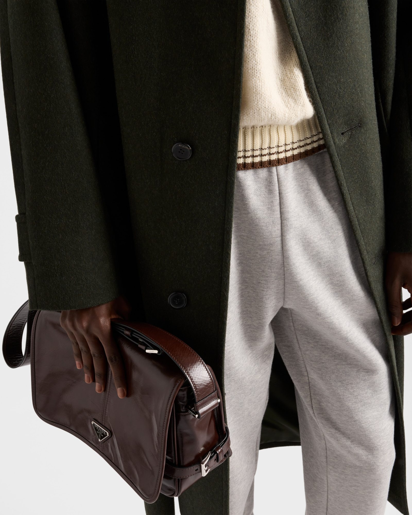 Prada Cotton Fleece Joggers In Gray