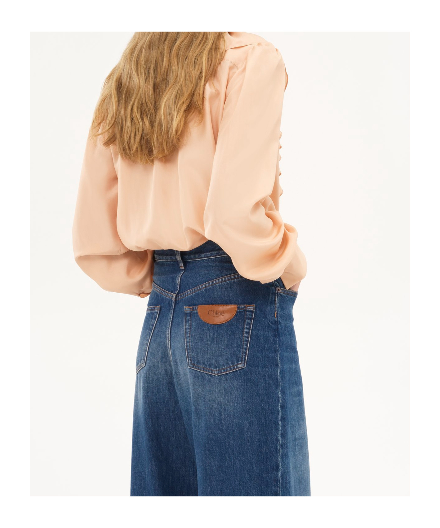 Shop Chloé Satin Shirt In Biscuit Pink