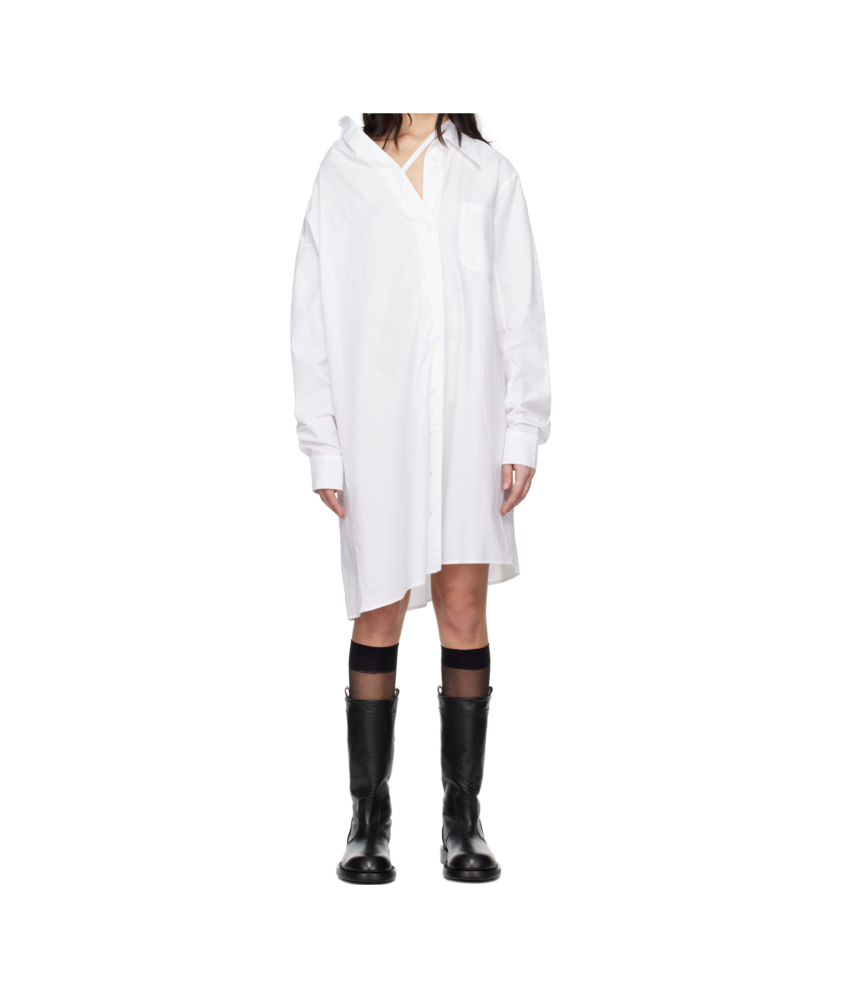 Ann Demeulemeester Daria Dropped Shoulder Poplin Shirt In White
