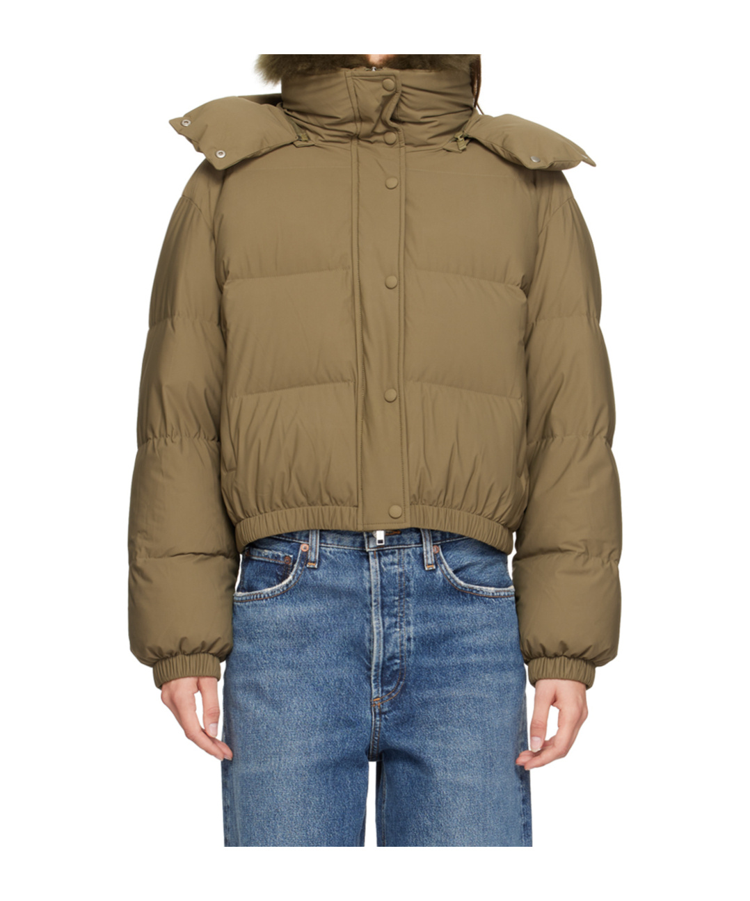 Shop Yves Salomon Quilted Zipper Down Jacket In Green