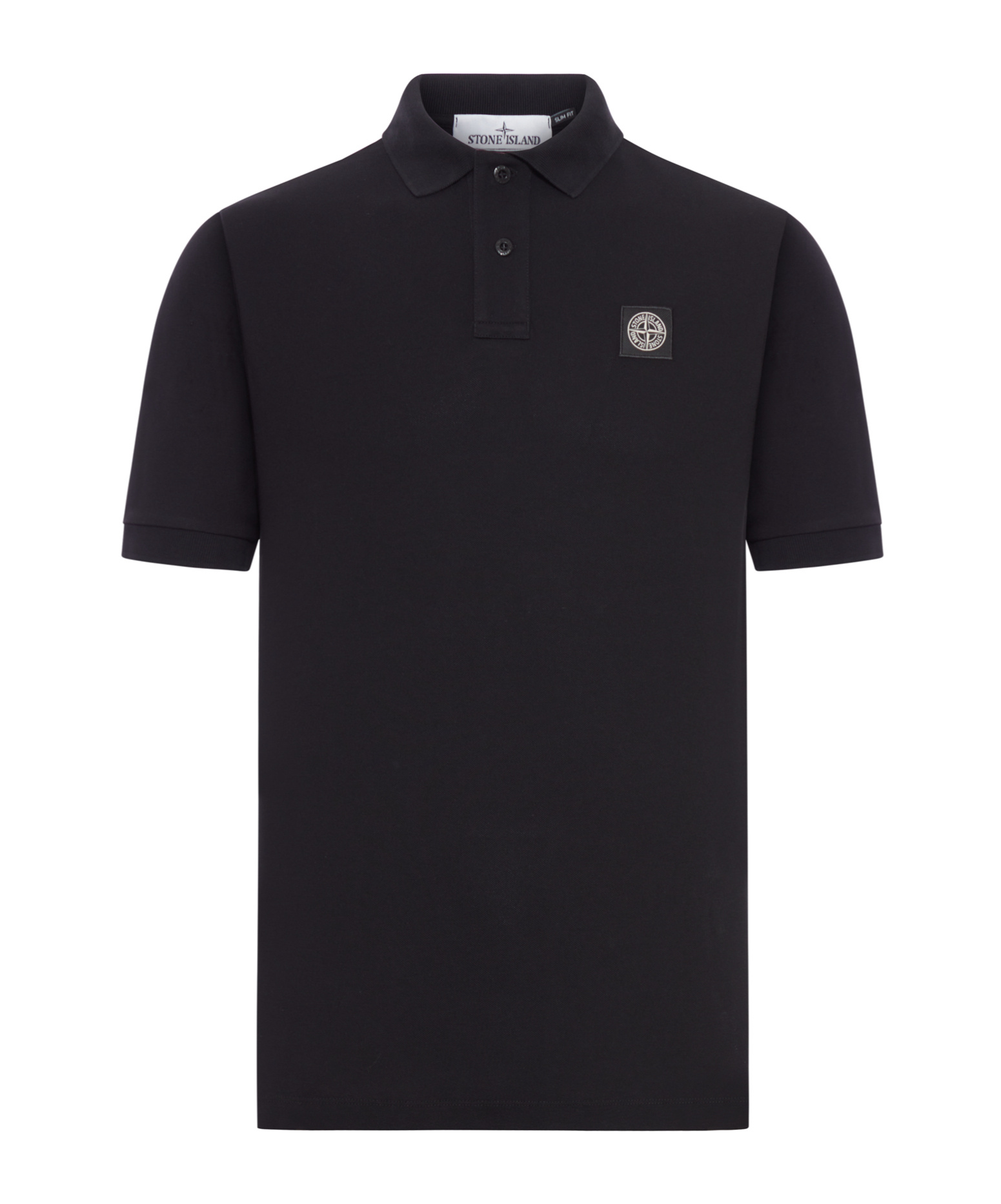 Stone Island Black Piquet Polo Shirt In Black