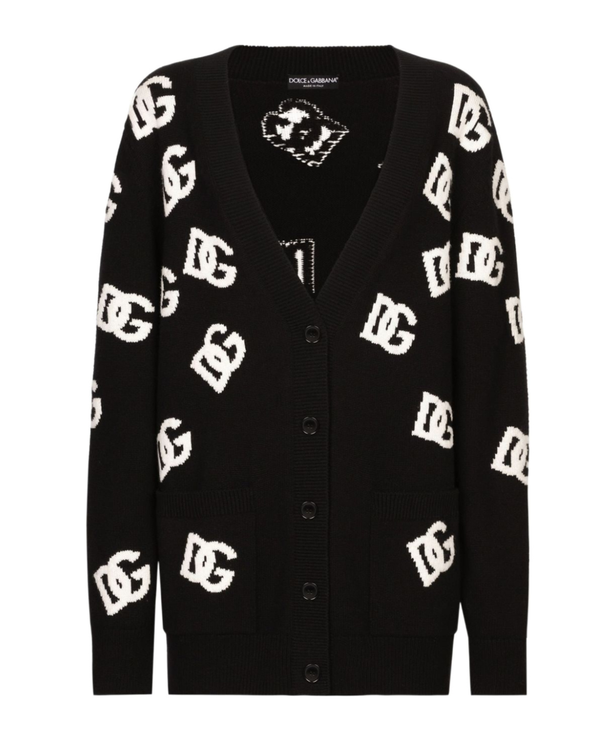Dolce & Gabbana Dg Monogram Cardigan In Black