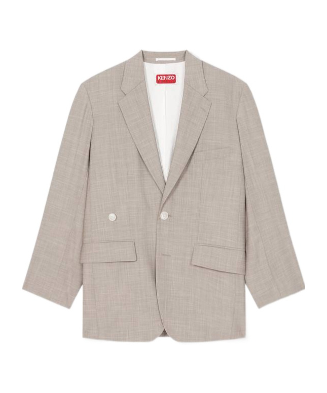 Kenzo Long-sleeved Wool Suit Jacket In Nude