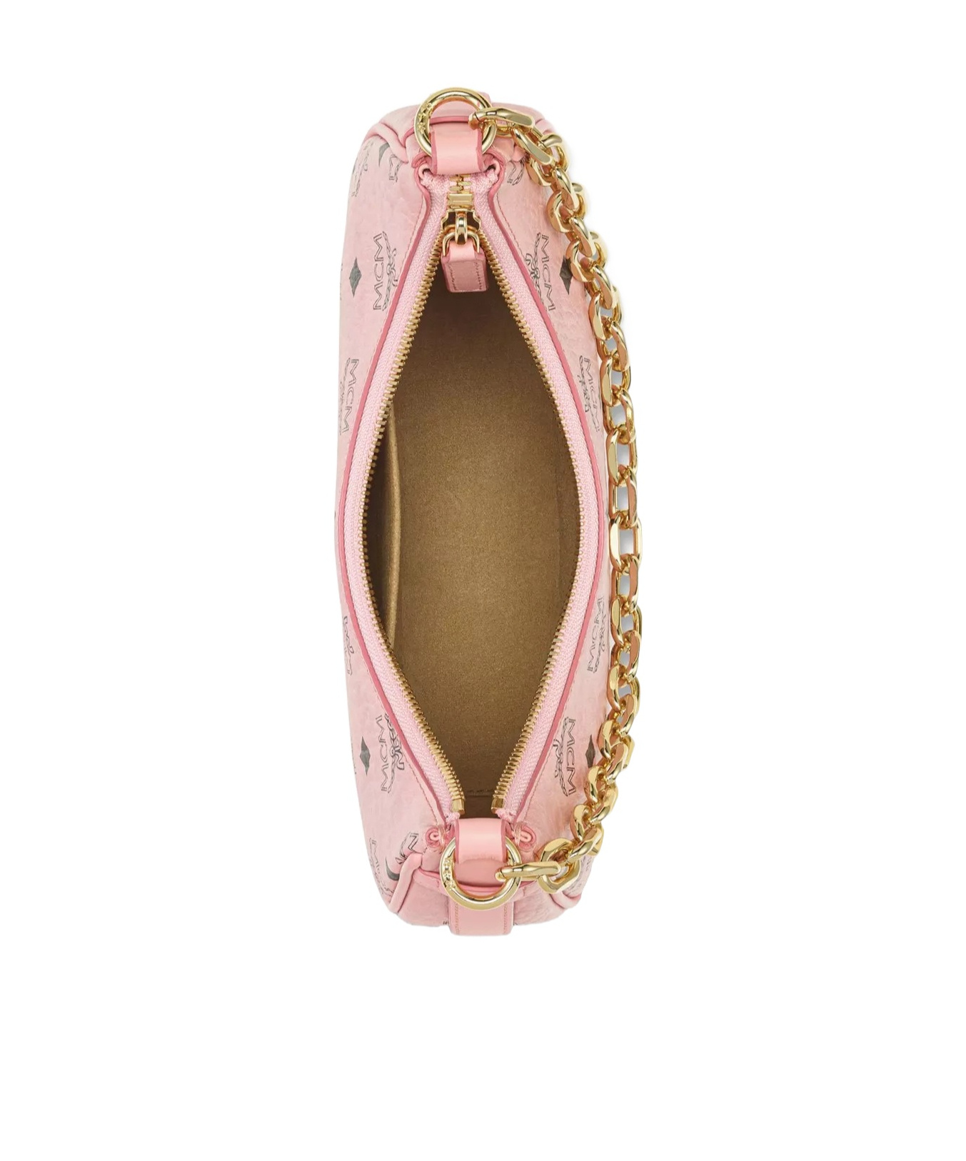 Mcm Aren Crescent Hobo Bag In Visetos In Pink