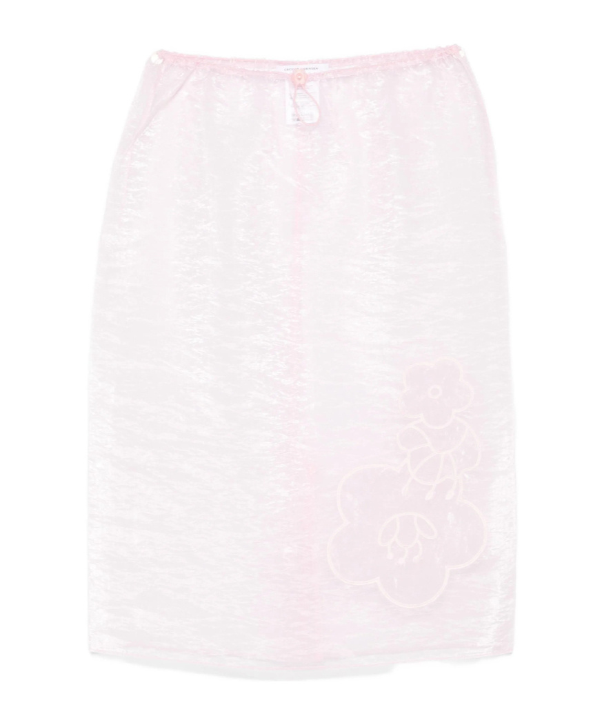 Cecilie Bahnsen Floral-embroidered Skirt In Pink