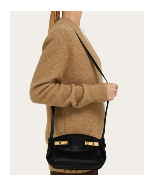 Ferragamo Black Hug Soft Xs Crossbody Bag In Black