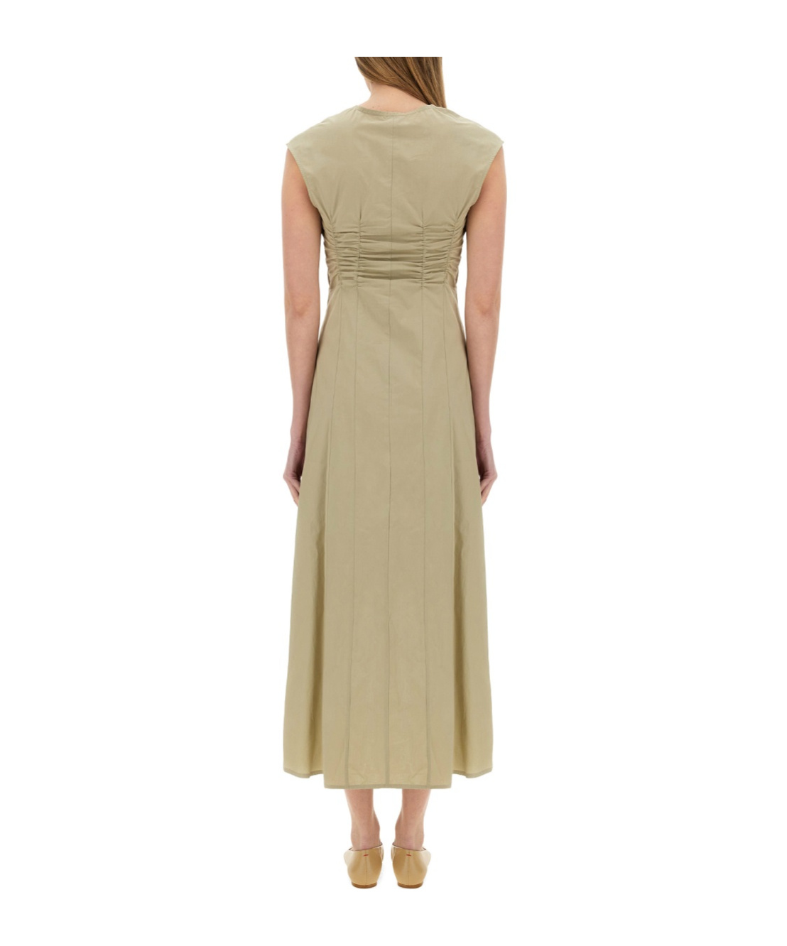 Alysi Long Poplin Dress In Neutral