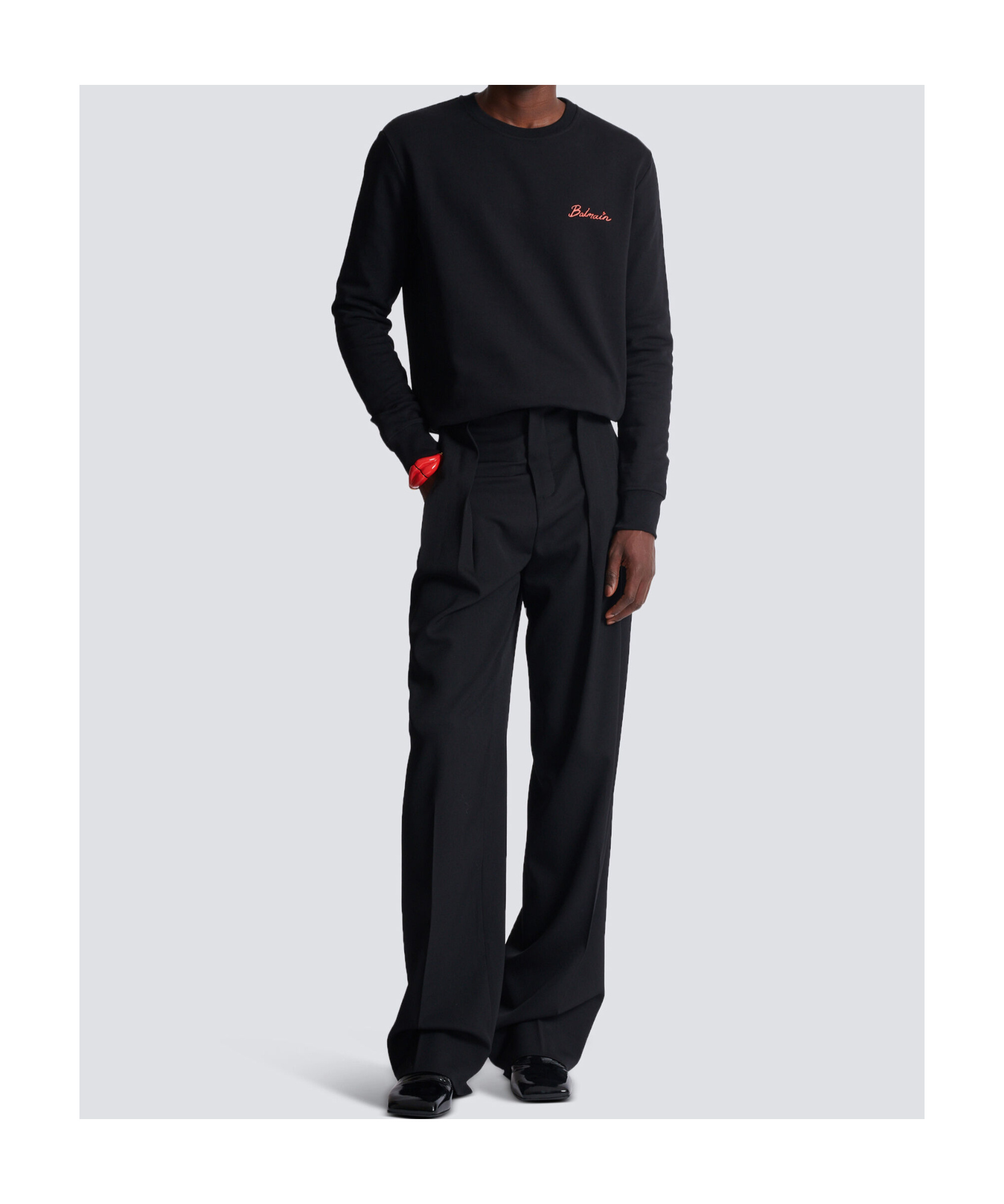 Shop Balmain Sweatshirt With Kiss Print In Black