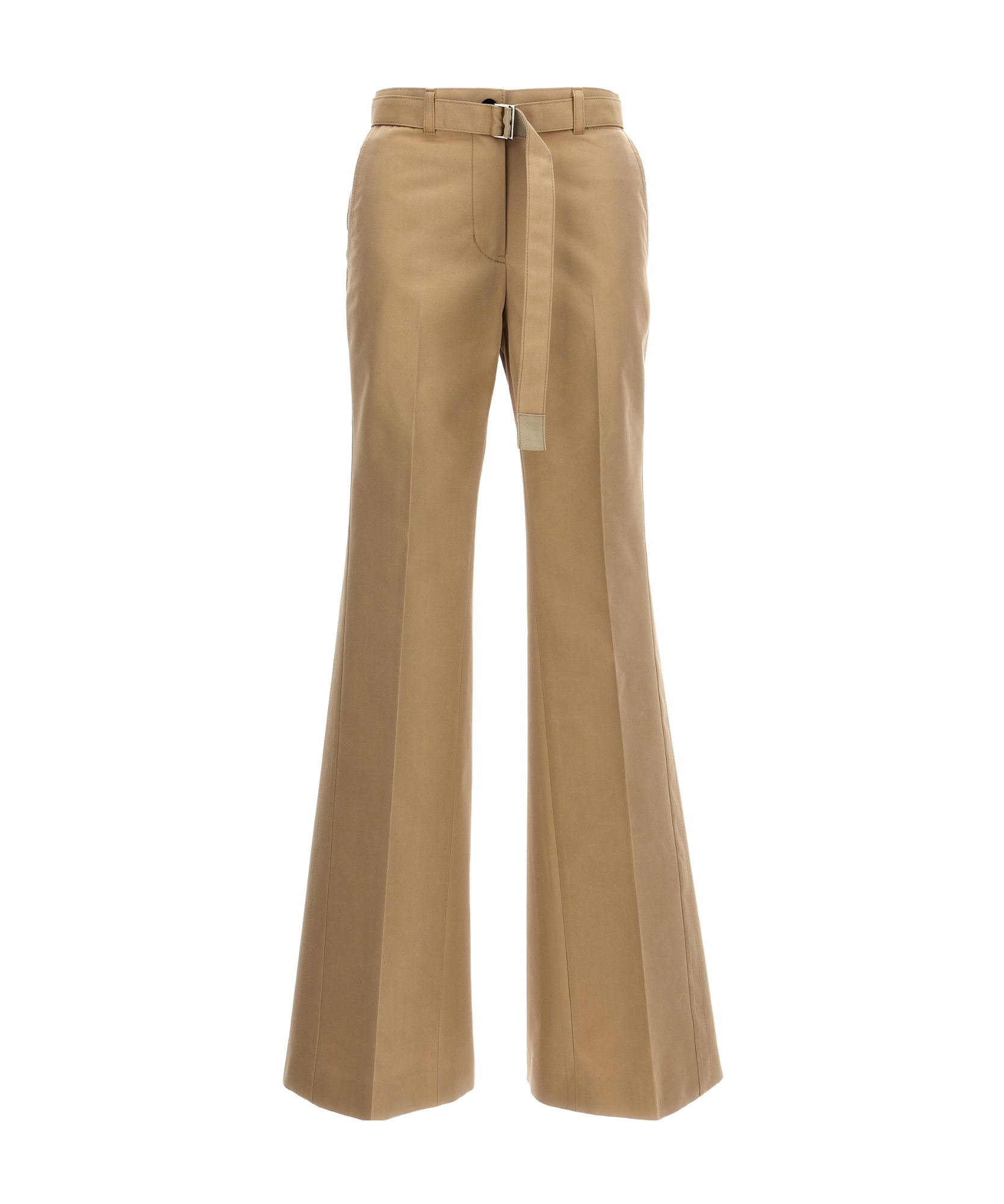 Sacai Gabardine Flared Trousers In Brown