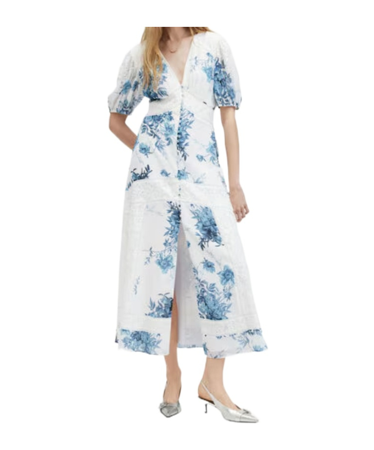 Allsaints Dekorah Floral Maxi Dress In White