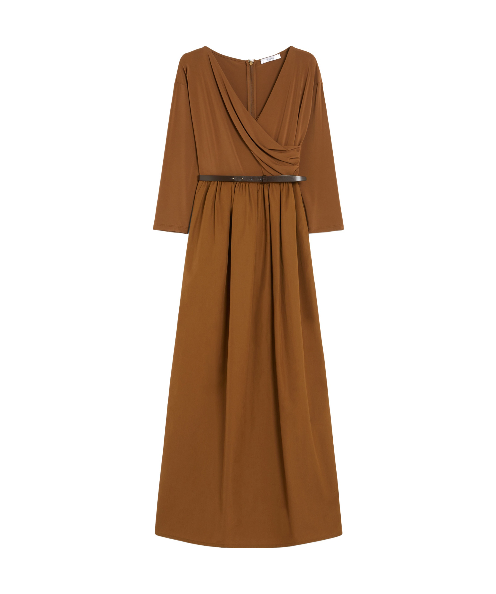 Max Mara Vestido De Punto Y Popelina De Algodón In Brown