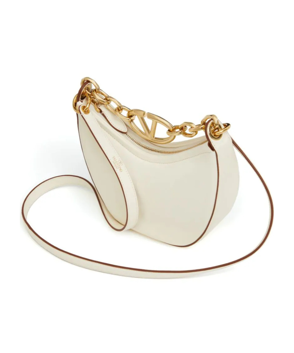 Valentino Garavani Vlogo Moon Zip-up Mini Shoulder Bag In Nude