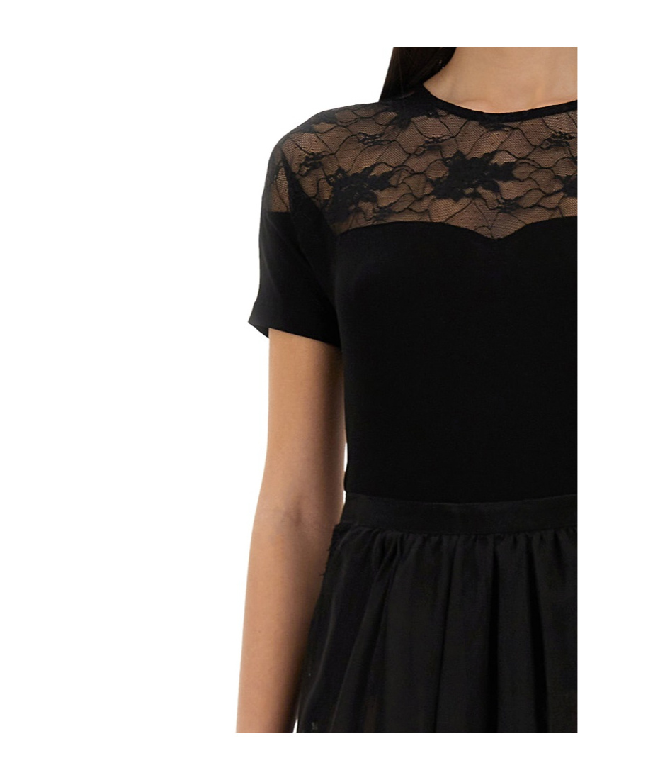 Nina Ricci Top With Lace Insert In Black