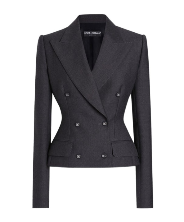 Dolce & Gabbana Double-breasted Dolce Jacket With Dg-branded Buttons In Black