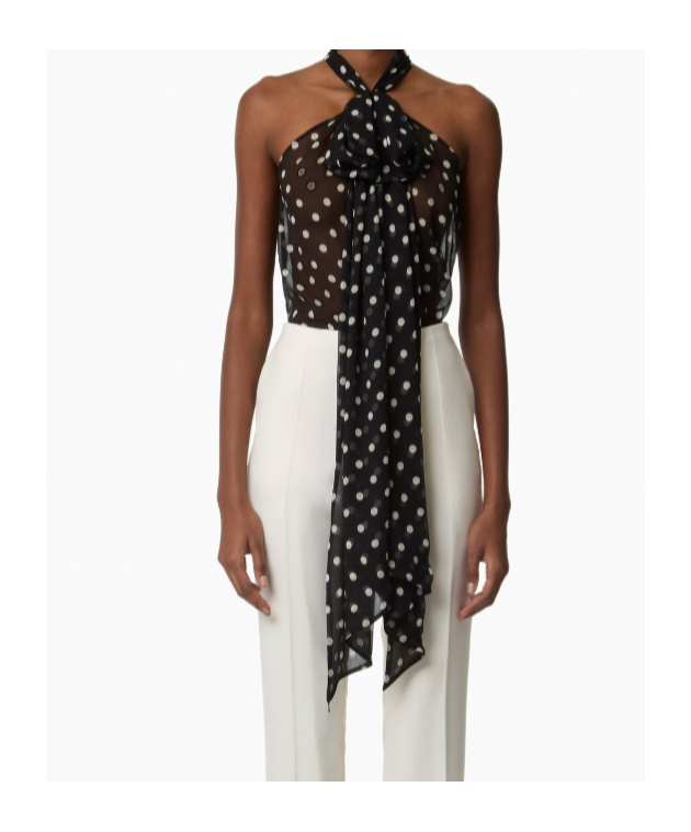Nina Ricci Halterneck Polka-dot Top In Black