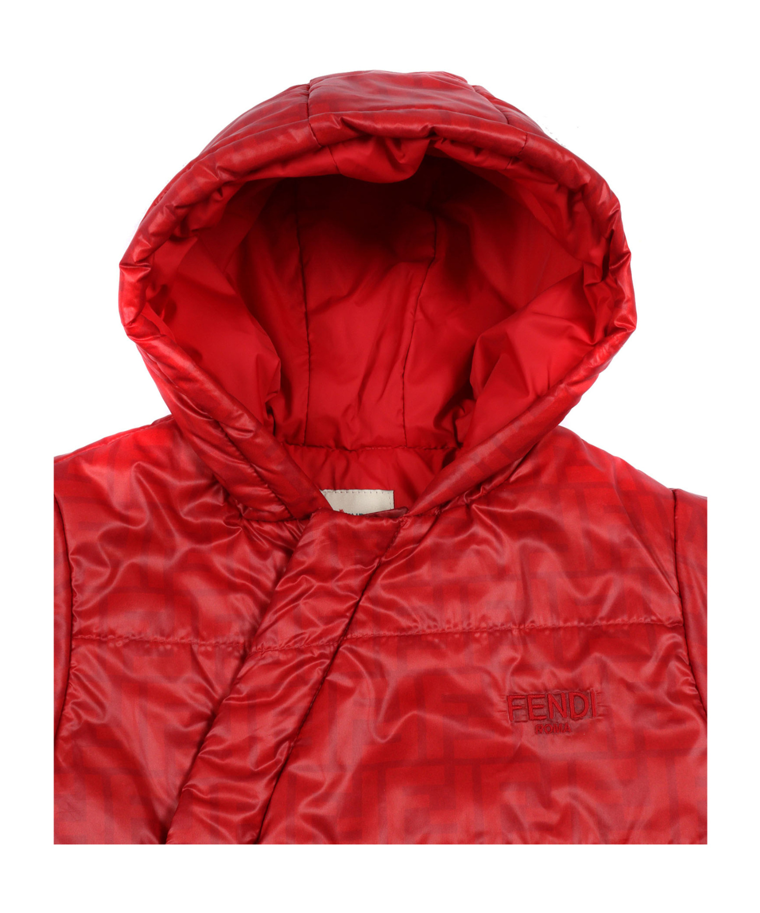 Fendi Logo-print Hooded Padded Jacket In Red