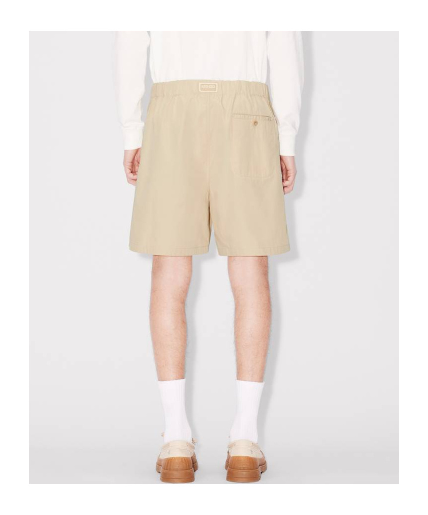 Kenzo Cotton Ripstop Elasticated Shorts In Nude