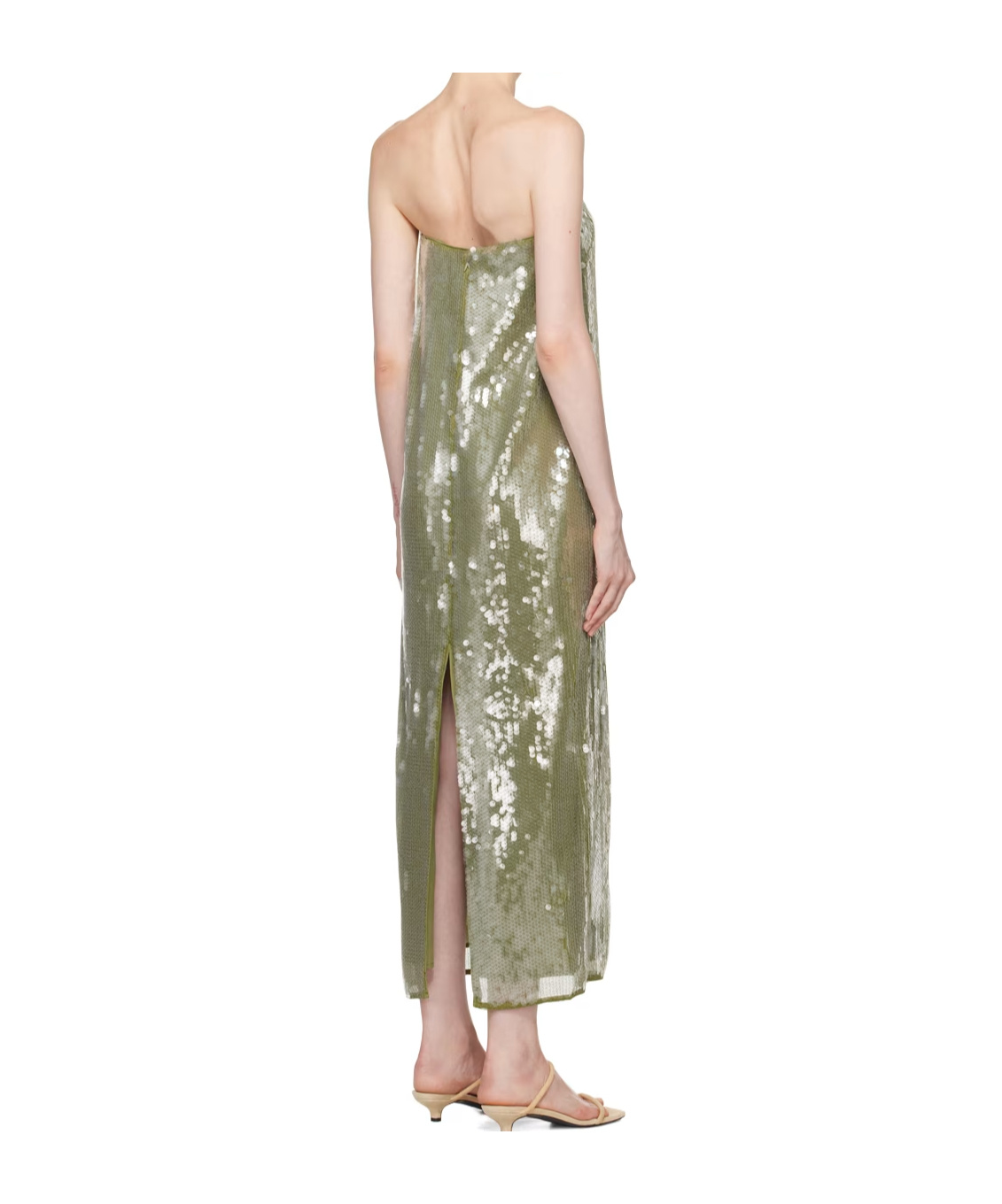 STAUD CASEY STRAPLESS SEQUIN DRESS 