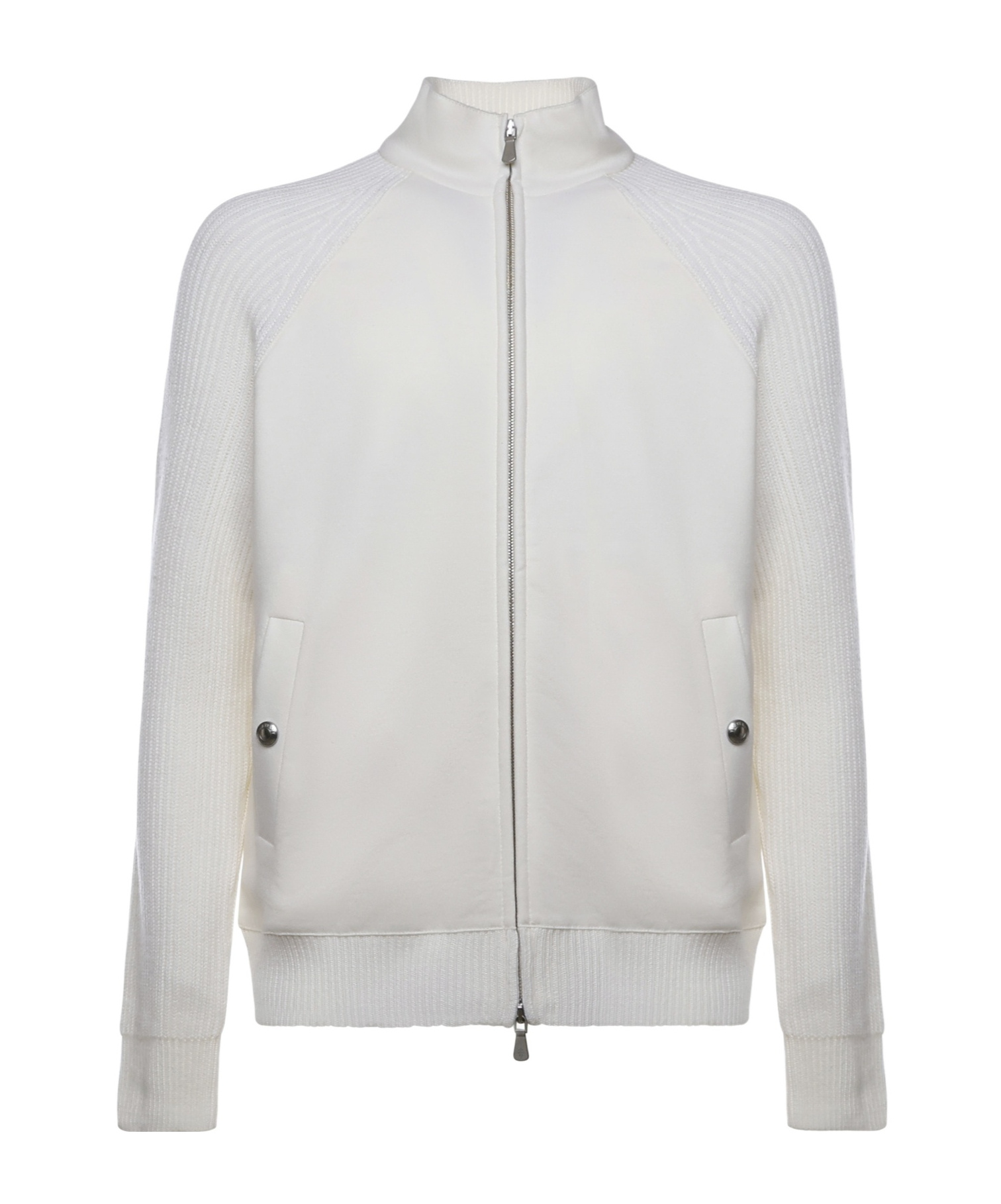 Eleventy Ribbed-panels Jacket In White