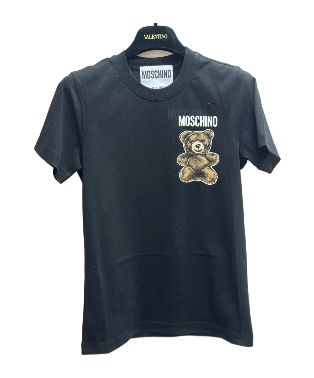 Moschino Organic Jersey T-shirt Little Teddy Bear In Black