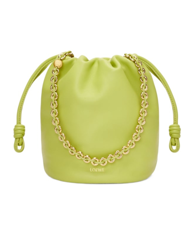Loewe Flamenco Purse Bucket Bag In Mellow Nappa Lambskin In Green