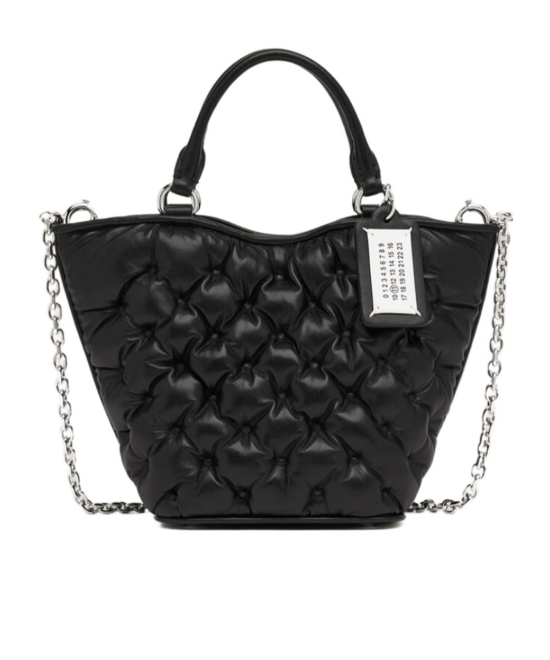 Maison Margiela Glam Slam Leather Tote In Black