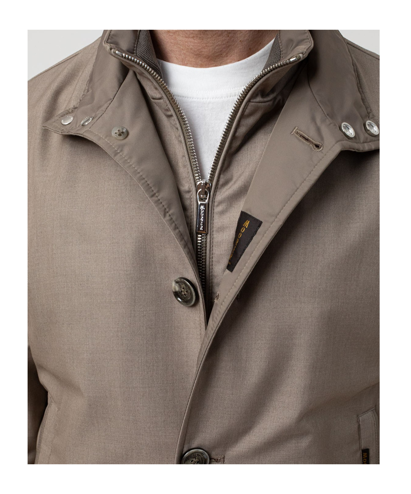 Moorer Bernie Bomber Jacket Front Pockets In Nude