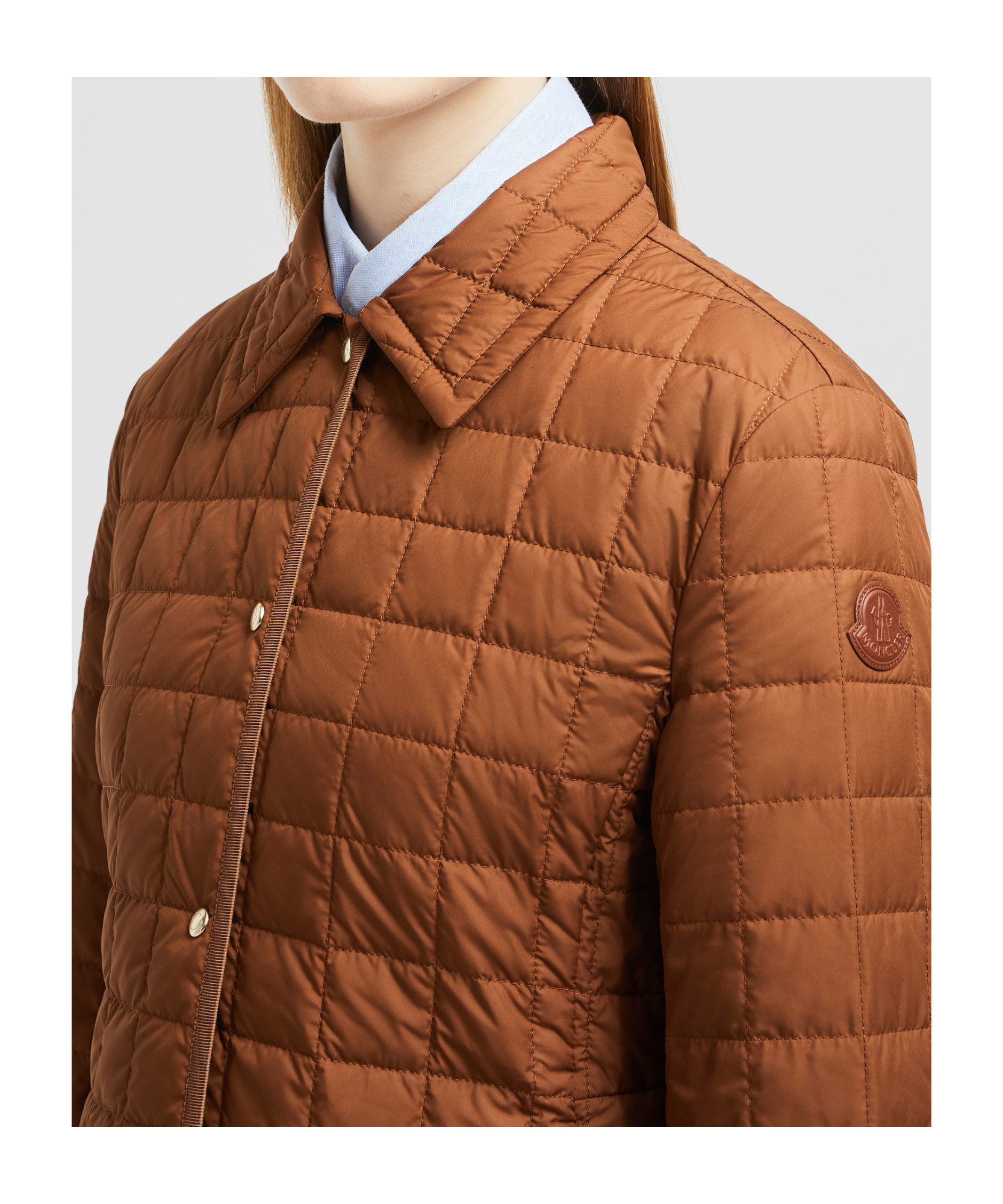 Moncler Epinal Square Quilted Down Jacket In Brown