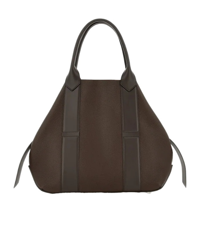 Hogan Structured Hammered Leather Tote Bag With Embossed Accents In Brown