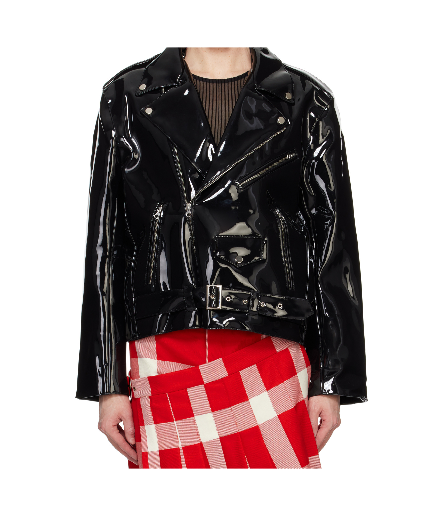 Charles Jeffrrey Loverboy Patent-finish Biker Jacket In Black