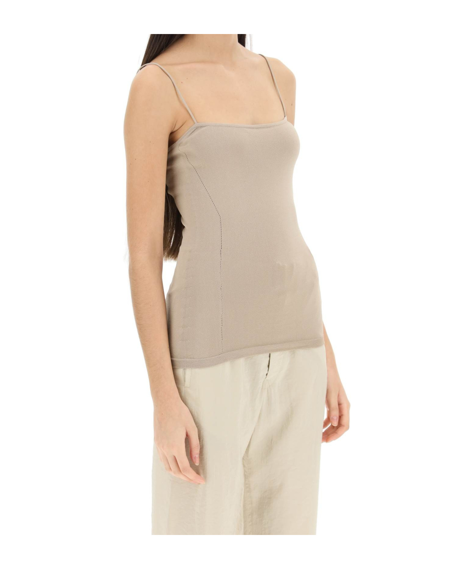 Shop Lemaire Square-neck Spaghetti-strap Tank Top In Nude