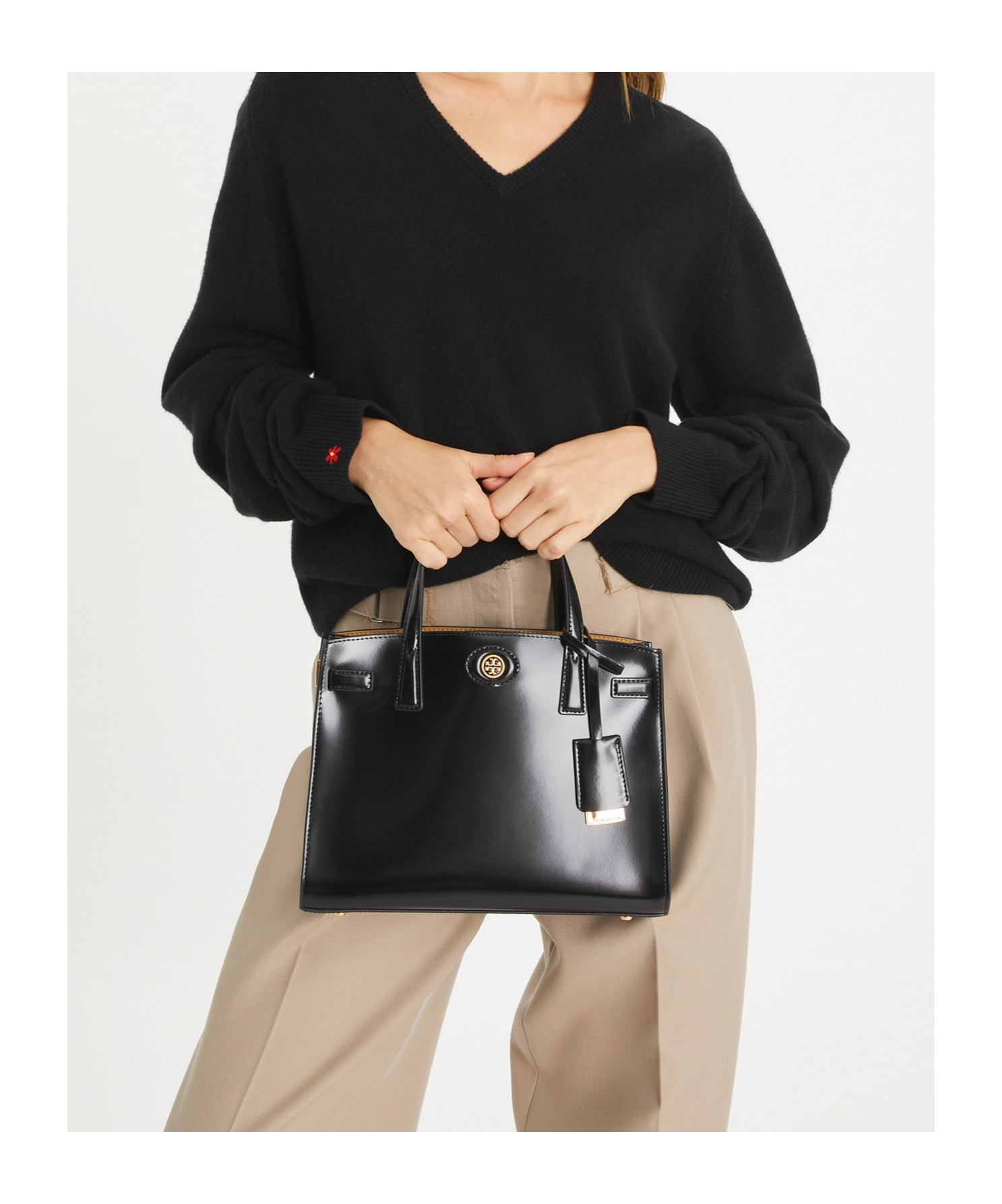 Tory Burch Small Double Handle Shoulder Bag In Black