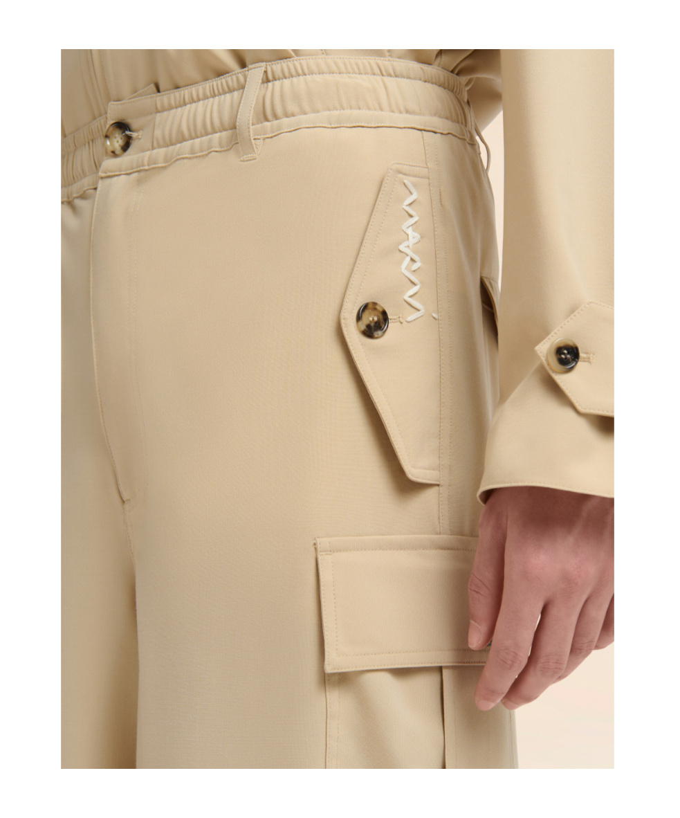 Marni Wide-leg Trousers Cargo Pockets In Neutral