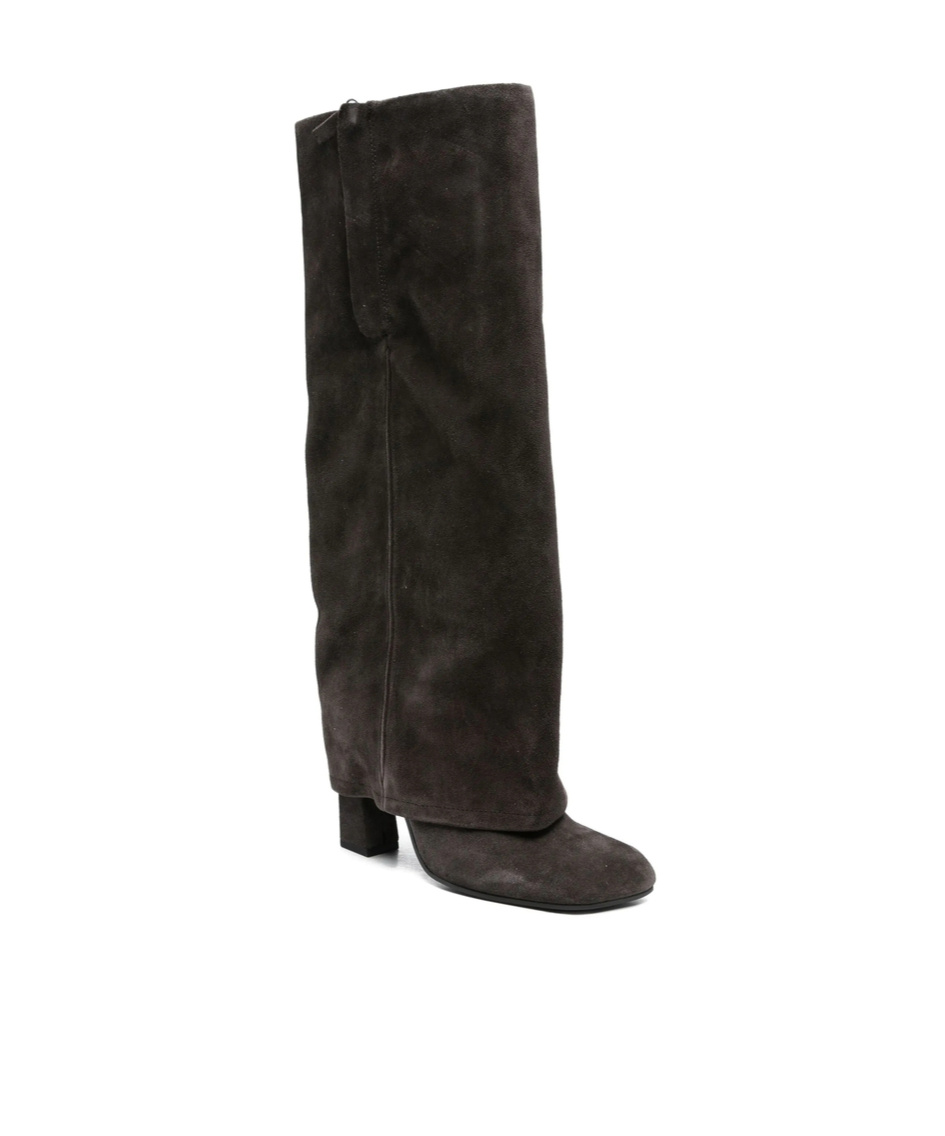 Ash Square-toe Side-zip Suede Boots In Black