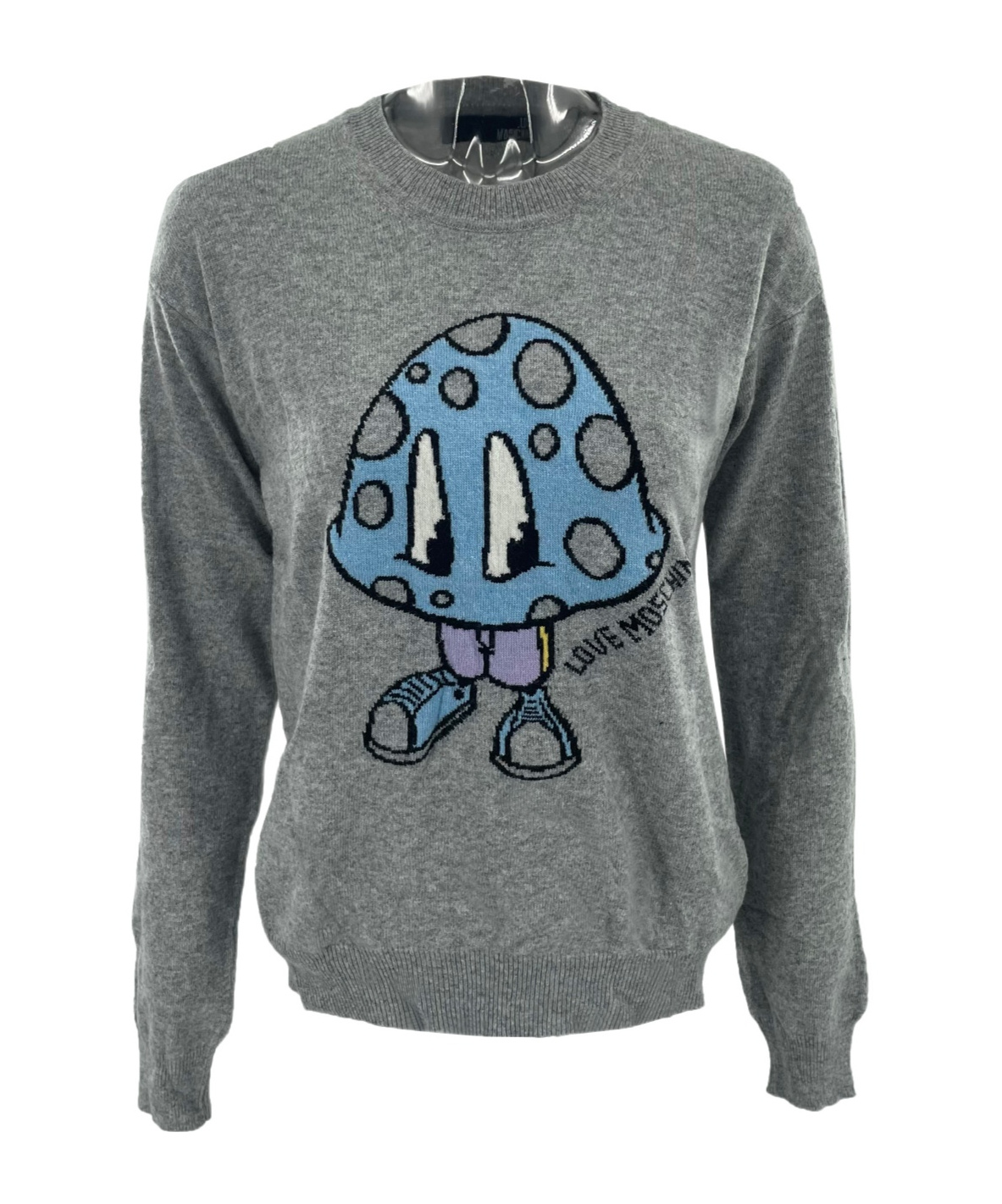 Moschino Round-collar And Long-sleeved Sweater In Gray