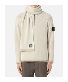 Stone Island Ribbed Wool Scarf In Nude