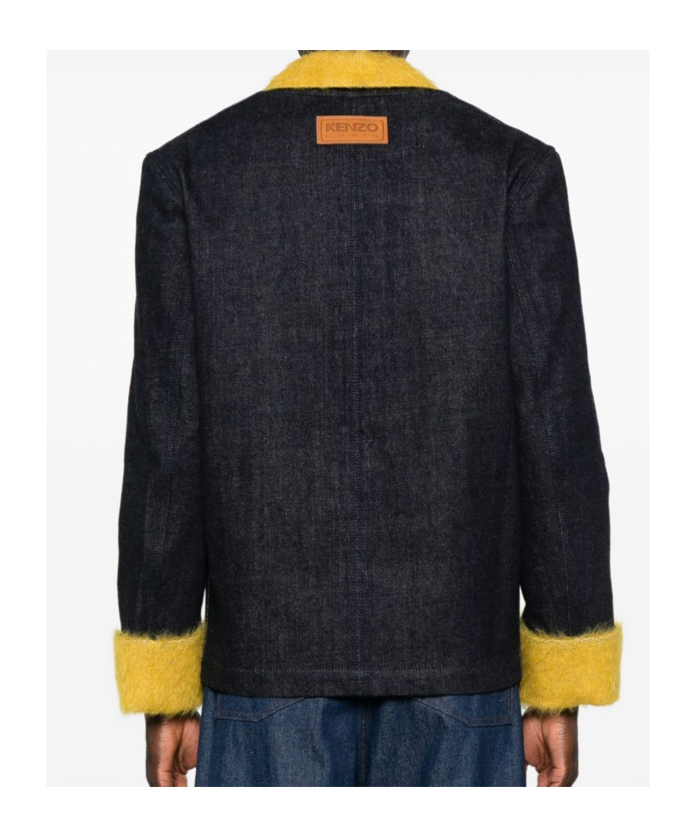 Kenzo Crewneck Jacket With Notched Lapels And Pockets In Black