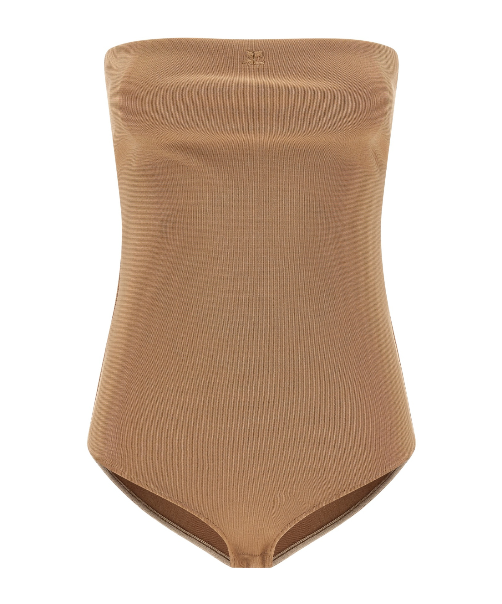 Courrèges Strapless Seamless Bodysuit Top In Brown