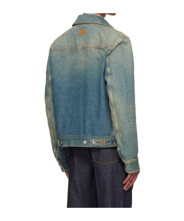 Ferragamo Long-sleeved Denim Coat In Black