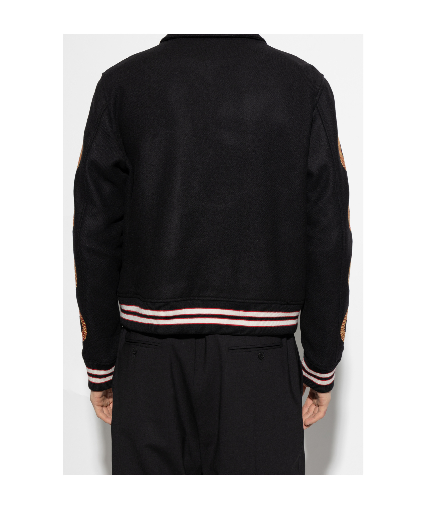 Amiri Mens Black Snake Bones Embroidered Relaxed-fit Wool-blend Felt Jacket In Black