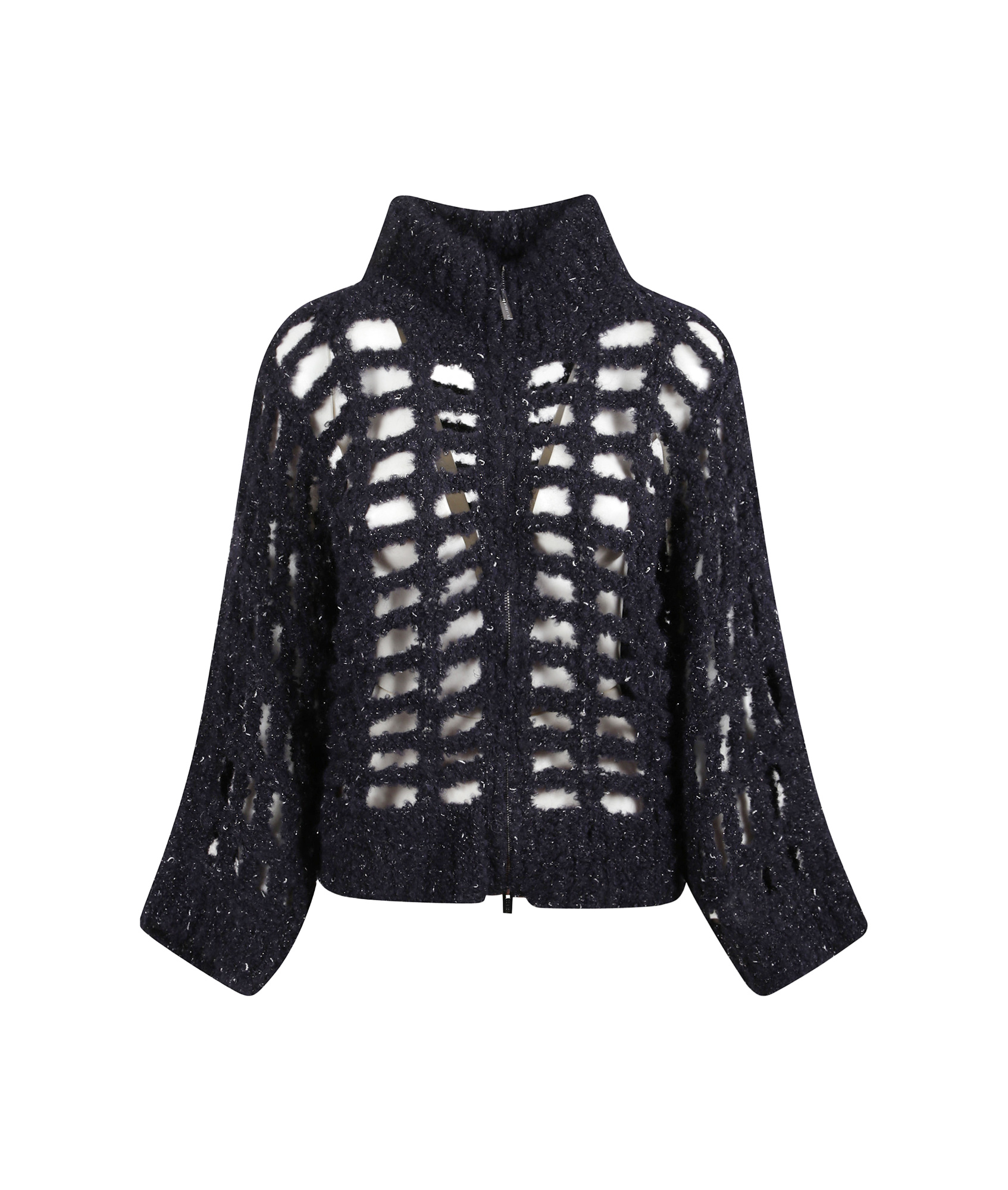Peserico High-neck Knitted Cardigan In Black