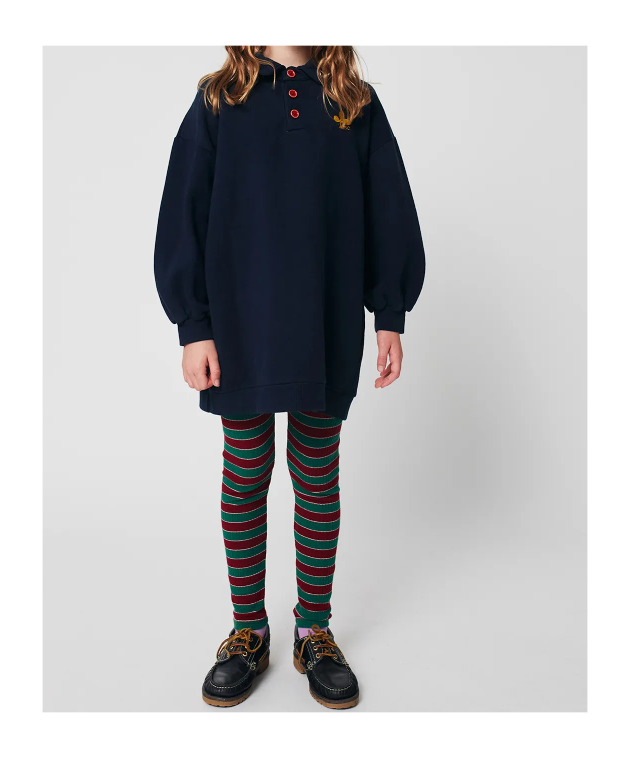 Bobo Choses Clover Polo Sweatshirt Dress In Blue