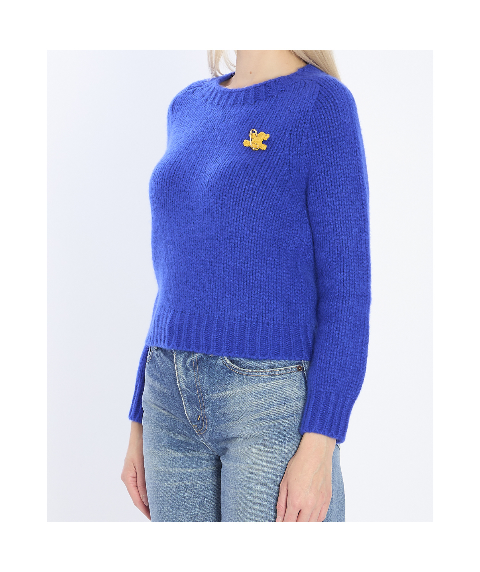 Celine Women Triomphe Crewneck Sweater In Blue