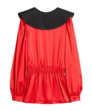Shop Valentino Double Satin Top In Bright Orange/black